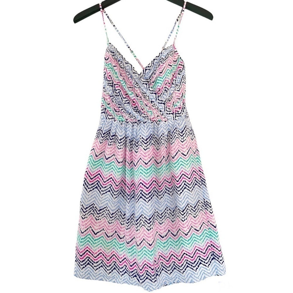 SHOSHANNA Silk Mia Criss-Cross Strap Mini Dress in Multi Size 2